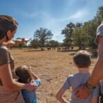 Family adventure spotting exotic animals on the ranch safari tour